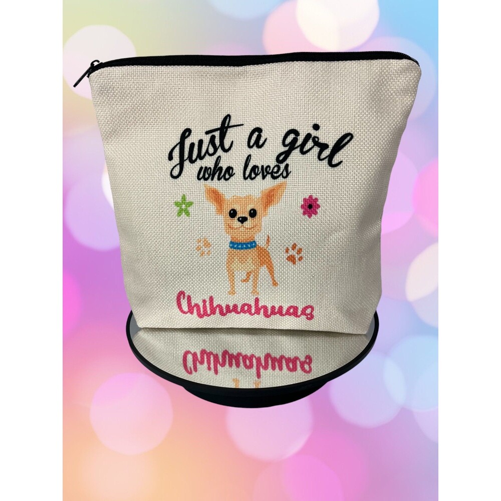 Adorable Chihuahua Print Travel Makeup Bag: Stylish Cosmetic Pouch